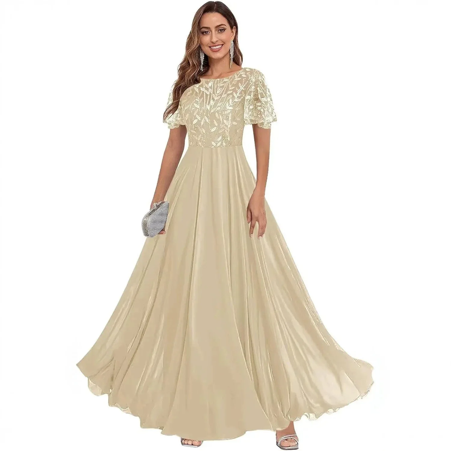 Floral Applique Tulle Long Gown Women Cap Flutter Sleeve Flowy Floor Length Dress Formal Prom Wedding Guest Evening Dresses
Floral Applique Tulle Long Gown Women Cap Flutter Sleeve Flowy Floor Length Dress Formal Prom Wedding Guest Evening Dresses