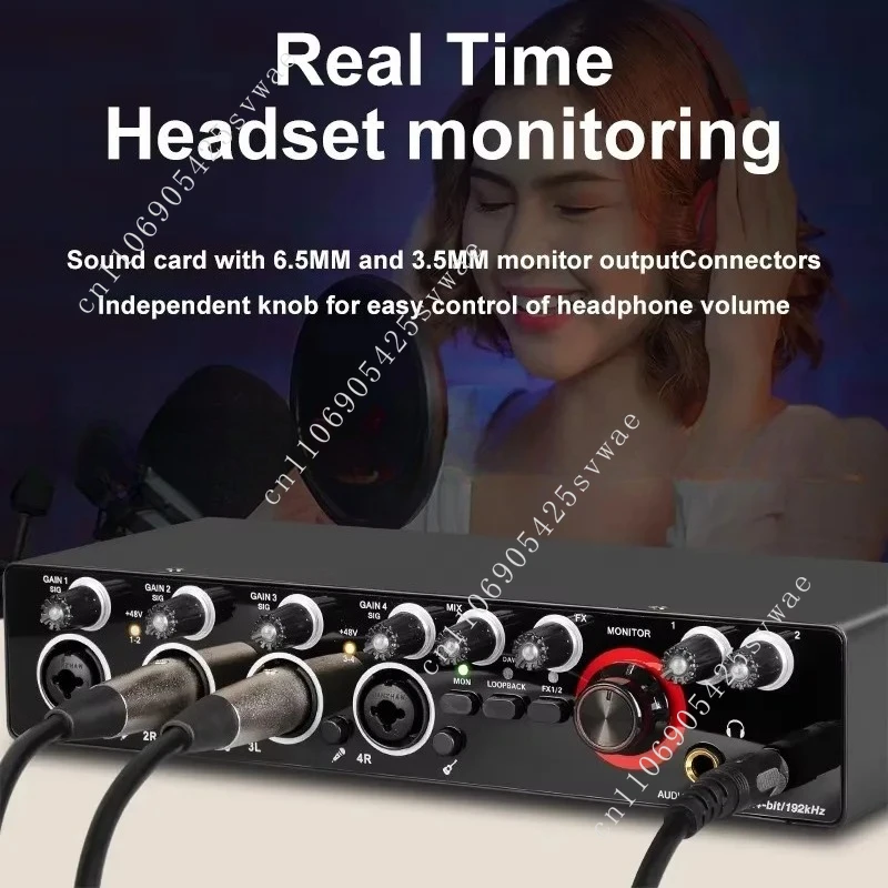 High Quality Studio Recording Microphone USB External 48V MD44 24Bit 192KHz Audio Interface 4 I/O Sound Mixer
High Quality Studio Recording Microphone USB External 48V MD44 24Bit 192KHz Audio Interface 4 I/O Sound Mixer