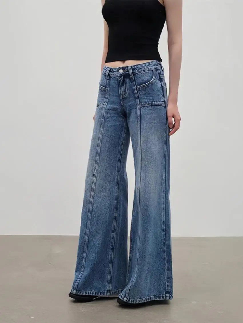 Very Long Wide Leg Jeans Soft Feeling Mermaid Flared Pants Low Waist Blue Denim Casual Female Spring Summer Autumn Winter
Very Long Wide Leg Jeans Soft Feeling Mermaid Flared Pants Low Waist Blue Denim Casual Female Spring Summer Autumn Winter