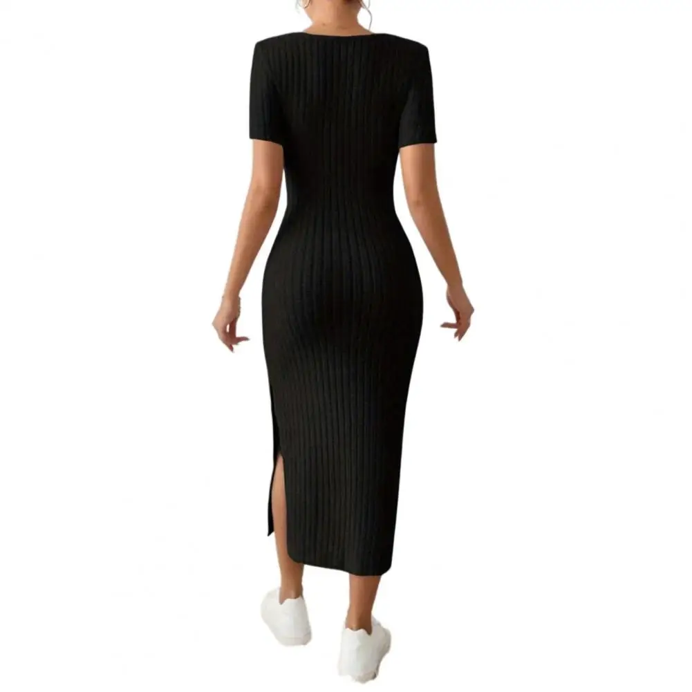Solid Color Square Neckline Dress Elegant Square Neck Midi Dress for Women Knitted Elastic Skinny Solid Color Party Commute
Solid Color Square Neckline Dress Elegant Square Neck Midi Dress for Women Knitted Elastic Skinny Solid Color Party Commute