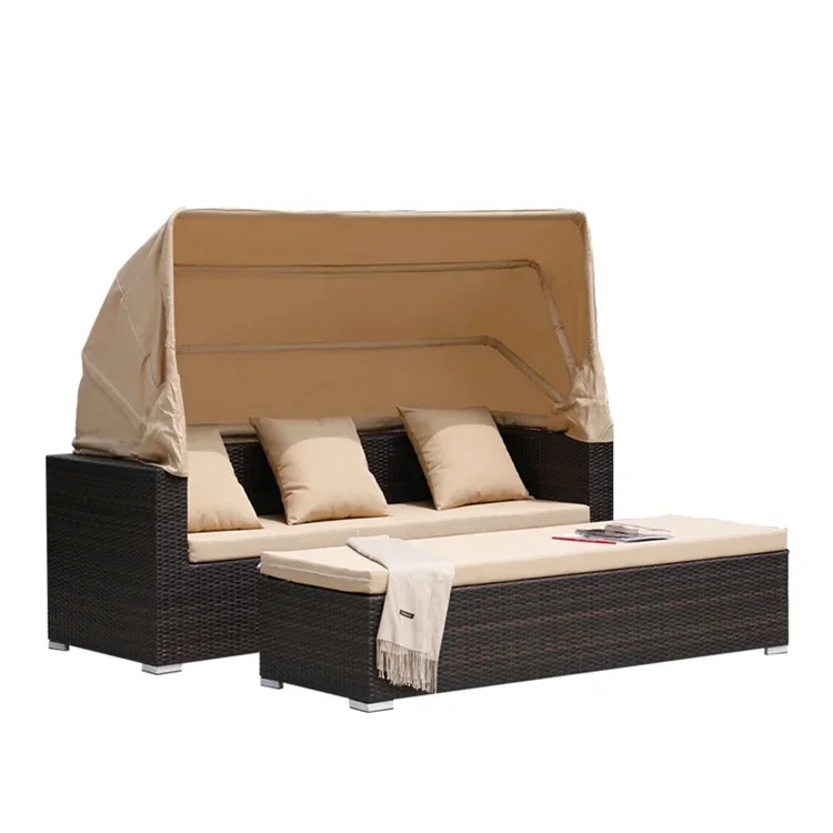 Hot Sale Outdoor Sun Lounger Wicker Rattan Daybed With Canopy Patio Furniture Beach Sunbed Rattan Day Bed
Hot Sale Outdoor Sun Lounger Wicker Rattan Daybed With Canopy Patio Furniture Beach Sunbed Rattan Day Bed