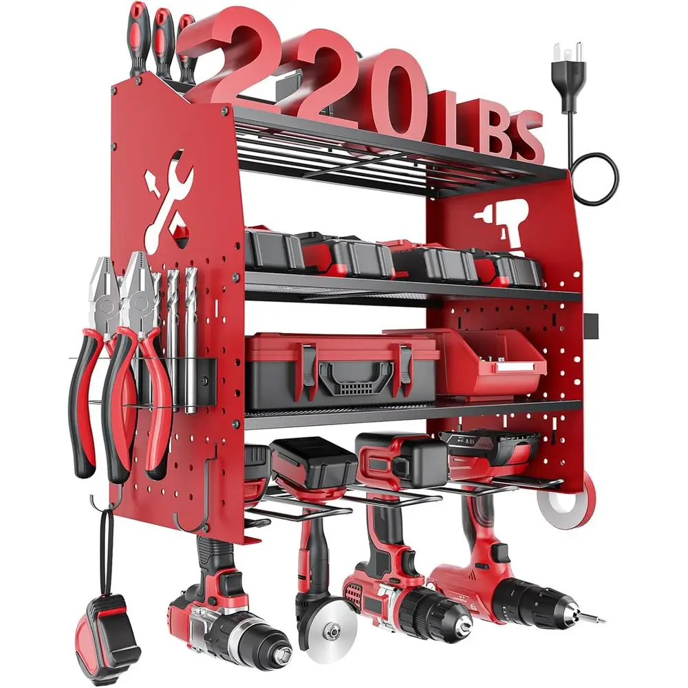 Enhanced 2025 Wall-Mounted Power Tool Organizer with 5-Tier Charging Station - Heavy-Duty Metal Storage for Garage Workshops
Enhanced 2025 Wall-Mounted Power Tool Organizer with 5-Tier Charging Station - Heavy-Duty Metal Storage for Garage Workshops