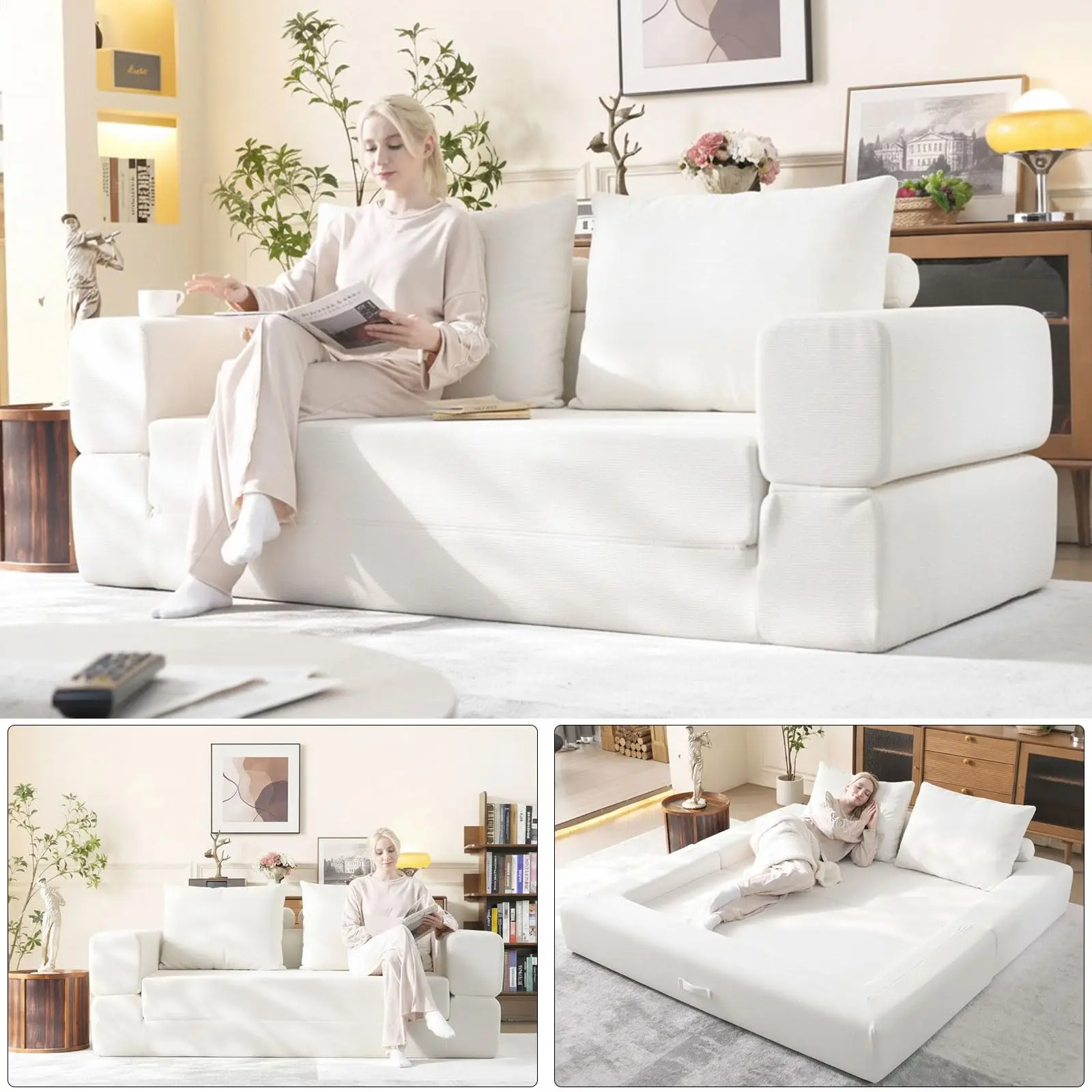 79 Inch Convertible Sleeper Sofa Bed 3 In 1 Foldable Floor Couch Corduroy Upholstery No Assembly Loveseat Light Brown
79 Inch Convertible Sleeper Sofa Bed 3 In 1 Foldable Floor Couch Corduroy Upholstery No Assembly Loveseat Light Brown