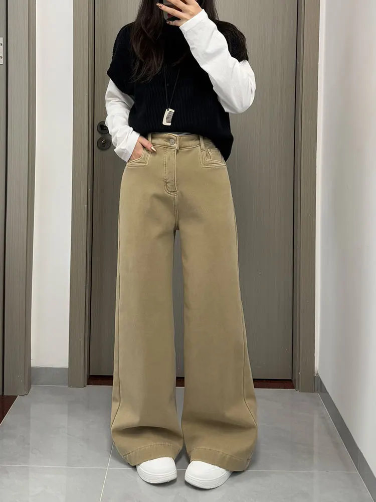 Зимние теплые джинсы цвета хаки Cosite Fce Slim Fit с высокой талией и прямыми штанинами, узкая версия, джинсовые брюки с завышенной талией, женские джинсы
Зимние теплые джинсы цвета хаки Cosite Fce Slim Fit с высокой талией и прямыми штанинами, узкая версия, джинсовые брюки с завышенной талией, женские джинсы