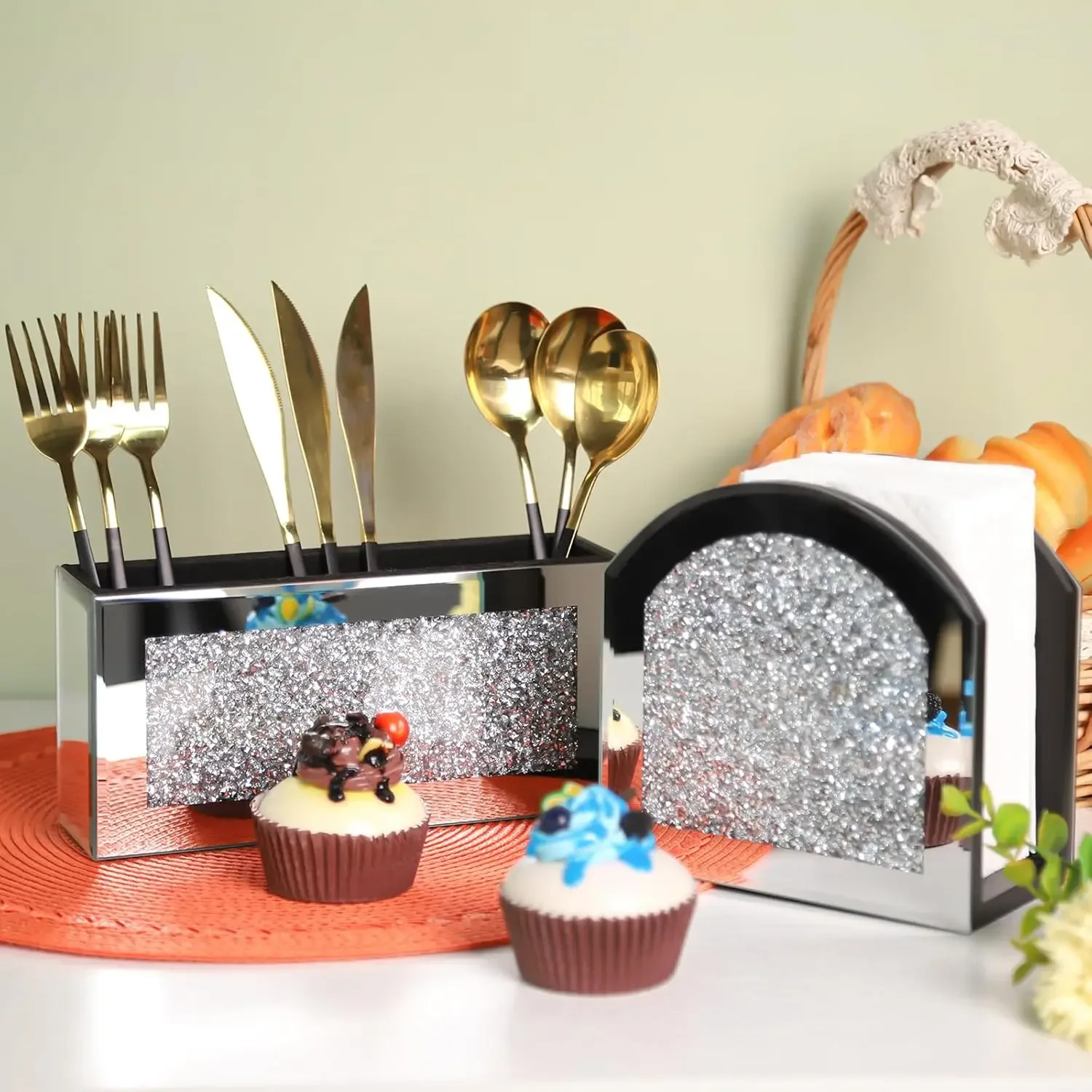 Mirror Napkin Holder,Crystal Crushed Diamond Vertical Holder,Cute Glass Mirror Napkin Holder for Counter or Table
Mirror Napkin Holder,Crystal Crushed Diamond Vertical Holder,Cute Glass Mirror Napkin Holder for Counter or Table