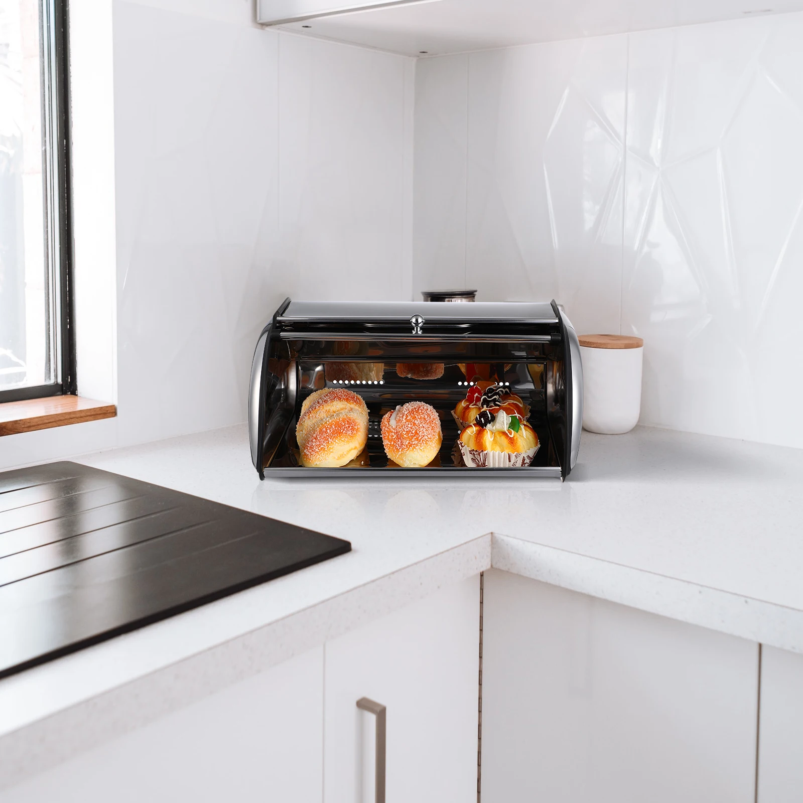 Stainless Steel Bread Box Airtight Container Kitchen Accessory Large Capacity Bread Holder Household Organizer Premium Quality
Stainless Steel Bread Box Airtight Container Kitchen Accessory Large Capacity Bread Holder Household Organizer Premium Quality