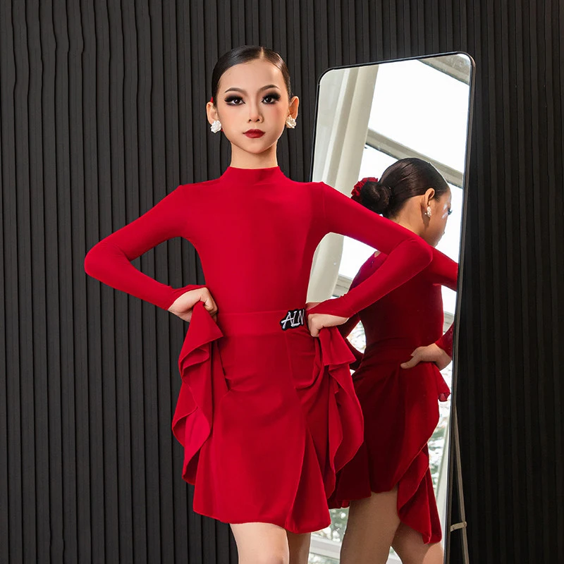 2026 New Latin Dance Competition Clothing For Girls Red Long Sleeved Split Skirts Suit Chacha Rumba Tango Latin Dress DQS21861
2026 New Latin Dance Competition Clothing For Girls Red Long Sleeved Split Skirts Suit Chacha Rumba Tango Latin Dress DQS21861