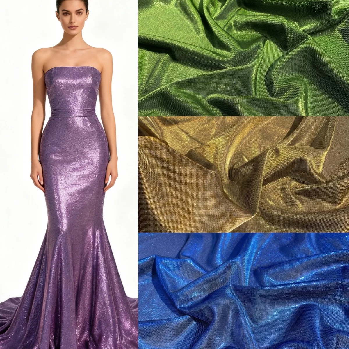 Bright soft and elastic knitted fabric sewn formal dress stage performance dress DIY background decoration design fabric
Bright soft and elastic knitted fabric sewn formal dress stage performance dress DIY background decoration design fabric