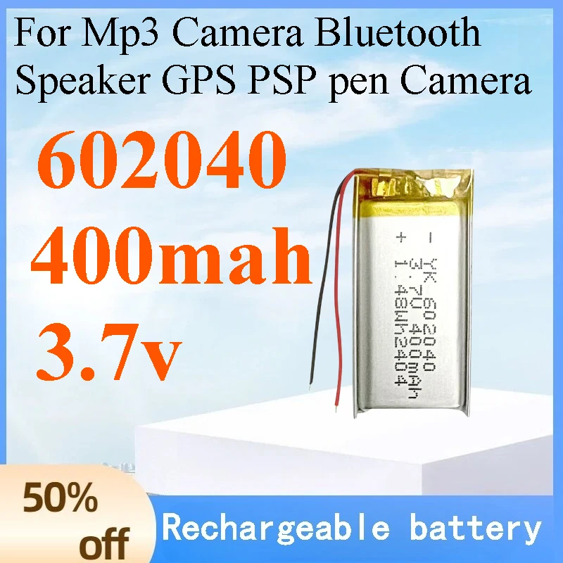 602040 3.7V 400mAh Lithium Polymer Battery 10 PCS Rechargeable Li-ion Lipo Cell for Portable Electronics MP3 PSP Camera
602040 3.7V 400mAh Lithium Polymer Battery 10 PCS Rechargeable Li-ion Lipo Cell for Portable Electronics MP3 PSP Camera