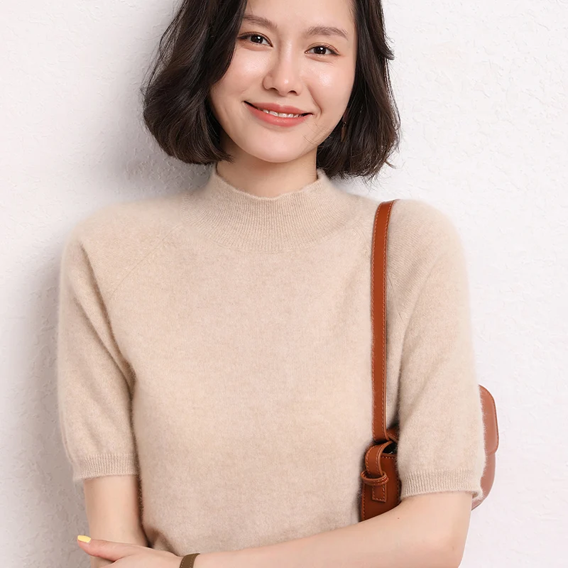 Yoyoselect, 100% кашемир, женский пуловер с воротником-стойкой, весенне-осенний свитер с короткими рукавами, удобная одежда, популярный топ
Yoyoselect, 100% кашемир, женский пуловер с воротником-стойкой, весенне-осенний свитер с короткими рукавами, удобная одежда, популярный топ