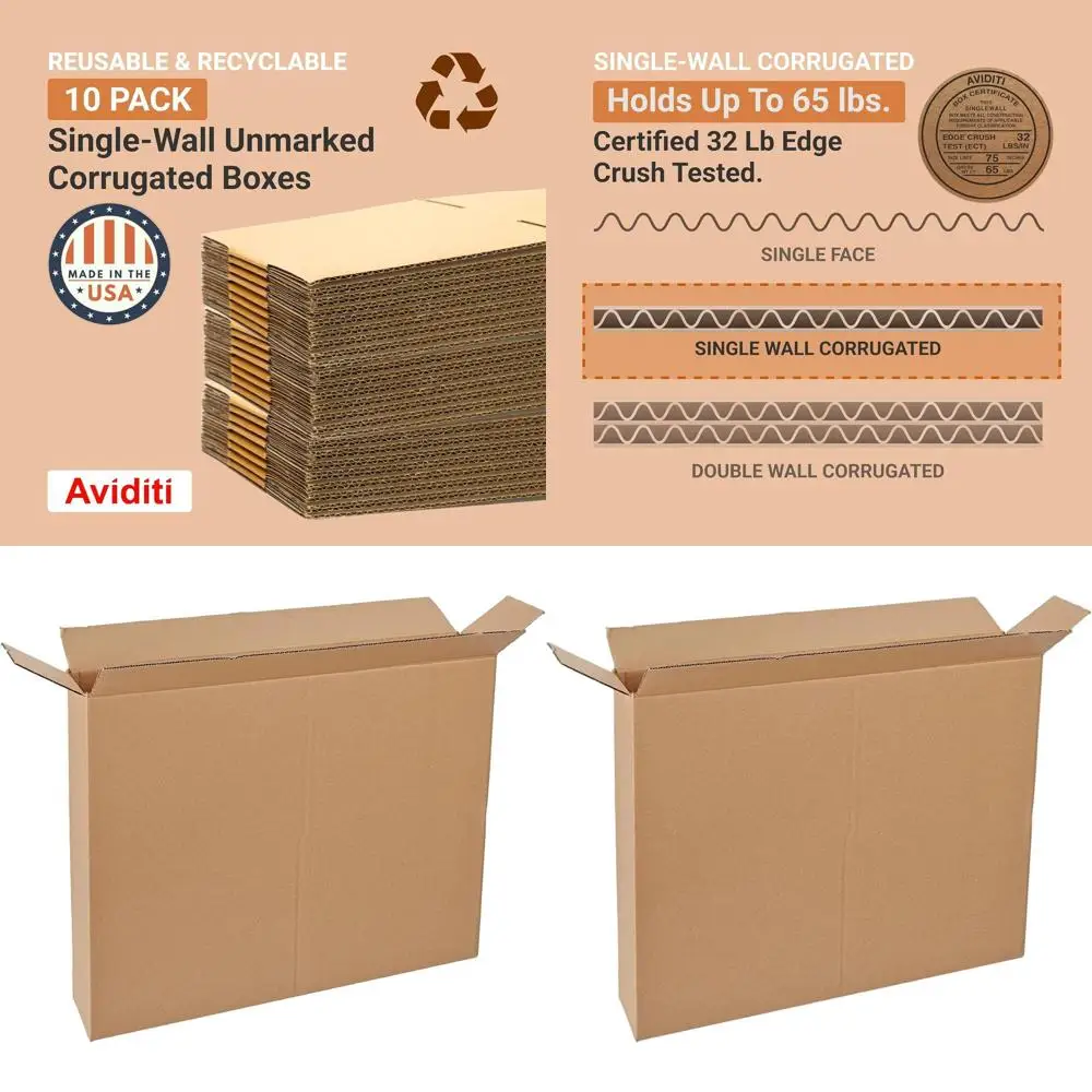 Набор из 10 больших гофрированных картонных коробок для переезда, отправки почтой, упаковки и хранения: 30Д x 5Ш x 24В
Набор из 10 больших гофрированных картонных коробок для переезда, отправки почтой, упаковки и хранения: 30Д x 5Ш x 24В