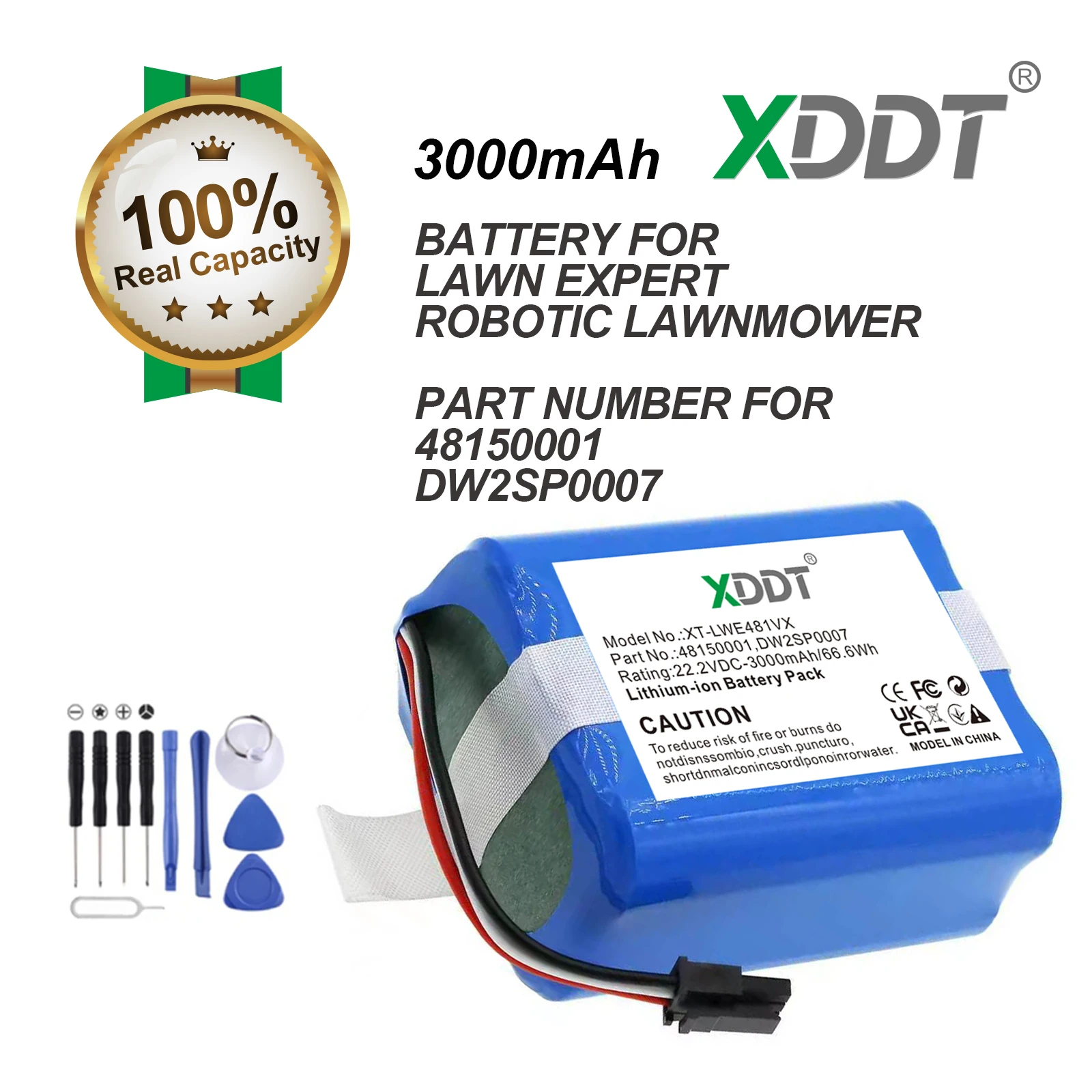 Replacement Battery For Lawn ExpertRobotic Lawnmower48150001,DW2SP0007 3000mAh / 66.6Wh
Replacement Battery For Lawn ExpertRobotic Lawnmower48150001,DW2SP0007 3000mAh / 66.6Wh