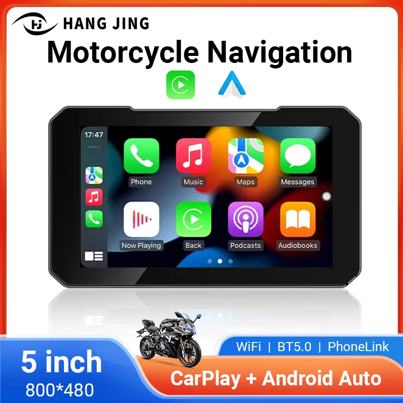 HANG JING Portable 5inch Motorcycle Navigation Wireless Carplay and Android Auto Waterproof Screen Highlight lPS display screen
HANG JING Portable 5inch Motorcycle Navigation Wireless Carplay and Android Auto Waterproof Screen Highlight lPS display screen