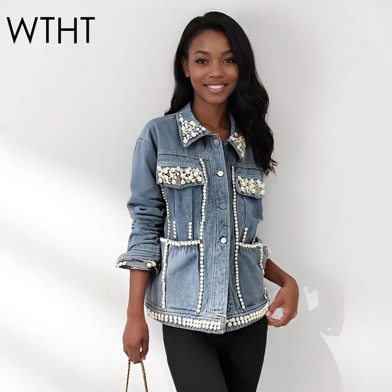 WTHT новая модная женская джинсовая куртка тяжелой промышленности с жемчужным дизайном, осень 2022, модное пальто с длинными рукавами и лацканами, женское 1LS2512
WTHT новая модная женская джинсовая куртка тяжелой промышленности с жемчужным дизайном, осень 2022, модное пальто с длинными рукавами и лацканами, женское 1LS2512