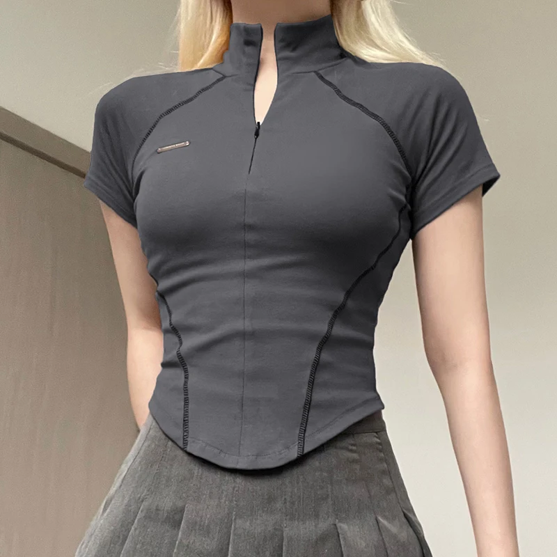 Y2k Metal Crop Top Zipper Grey Short Sleeve Biker Moto Tee Korean Fashion Streetwear 2023 Chic Outfits 90s Graphic T Shirts
Y2k Metal Crop Top Zipper Grey Short Sleeve Biker Moto Tee Korean Fashion Streetwear 2023 Chic Outfits 90s Graphic T Shirts
