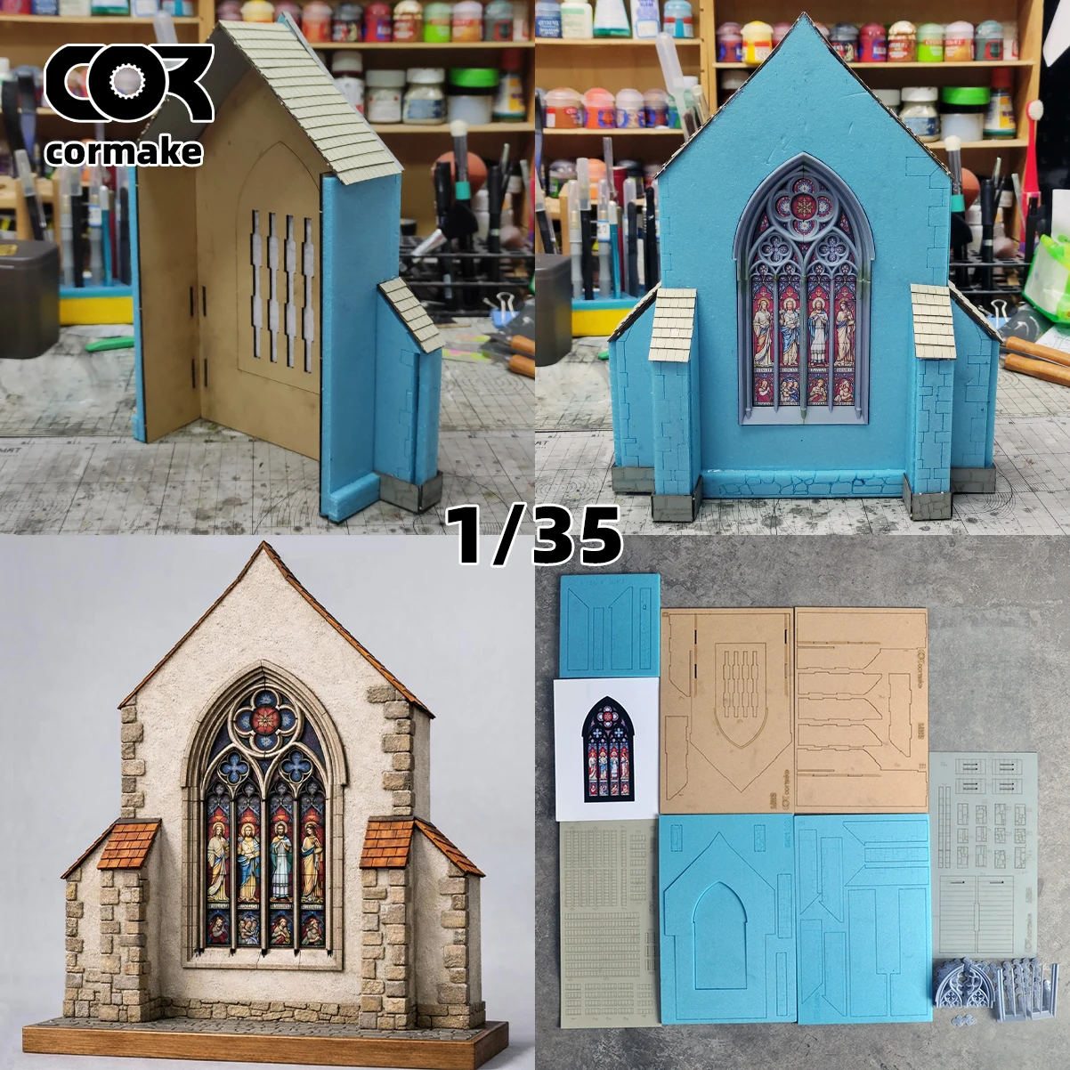 Assembly Architectural miniature Building Architecture European medieval Gothic church Tracery diorama Scale model kit 1/35
Assembly Architectural miniature Building Architecture European medieval Gothic church Tracery diorama Scale model kit 1/35