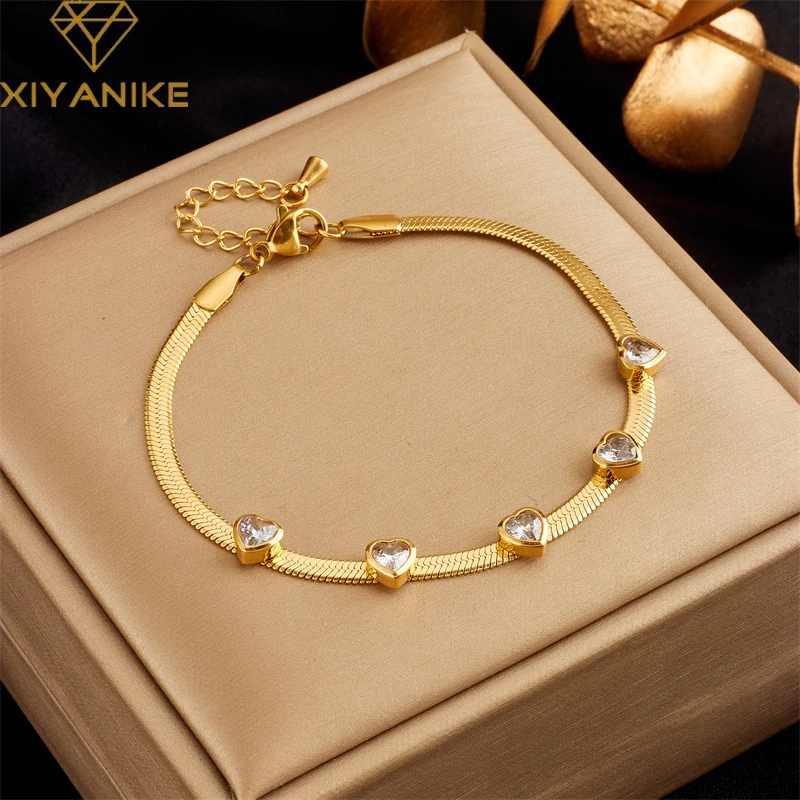XIYANIKE 316L Stainless Steel Bracelet White Green Zircon Heart Pendant Accessories for Women Vintage Christmas Jewelry Pulsera
XIYANIKE 316L Stainless Steel Bracelet White Green Zircon Heart Pendant Accessories for Women Vintage Christmas Jewelry Pulsera