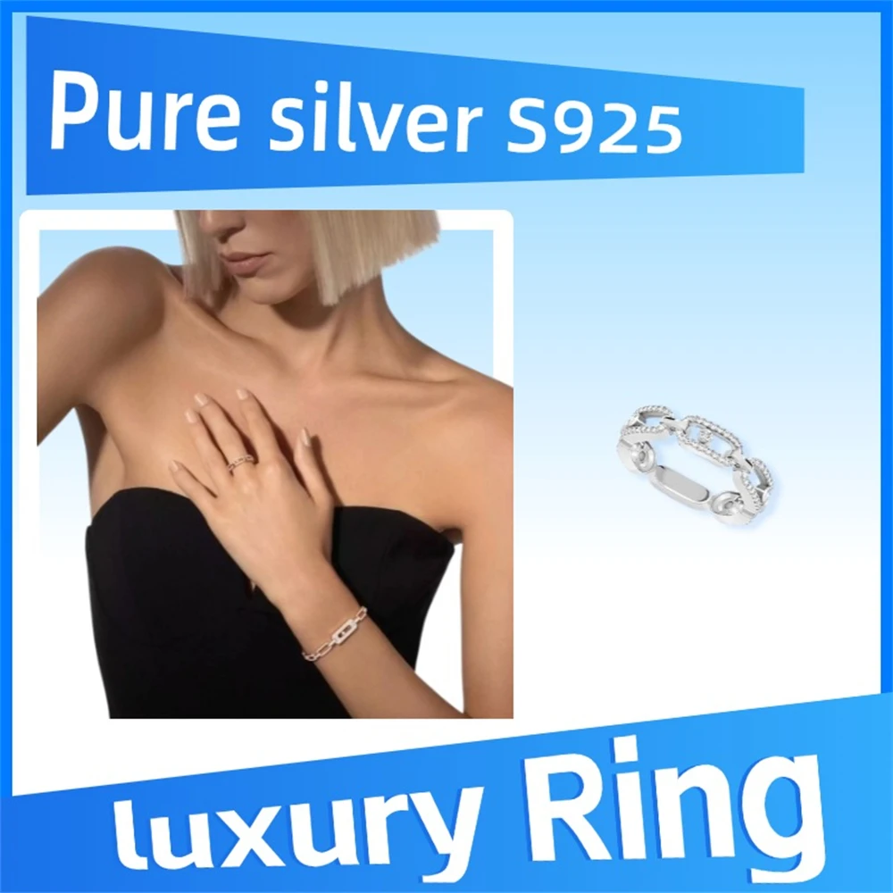 Pure 925 Sterling Silver Brilliant Move Link Women's Diamond Multi-Hoop Ring Fashionable and luxurious gifts with personalized
Pure 925 Sterling Silver Brilliant Move Link Women's Diamond Multi-Hoop Ring Fashionable and luxurious gifts with personalized