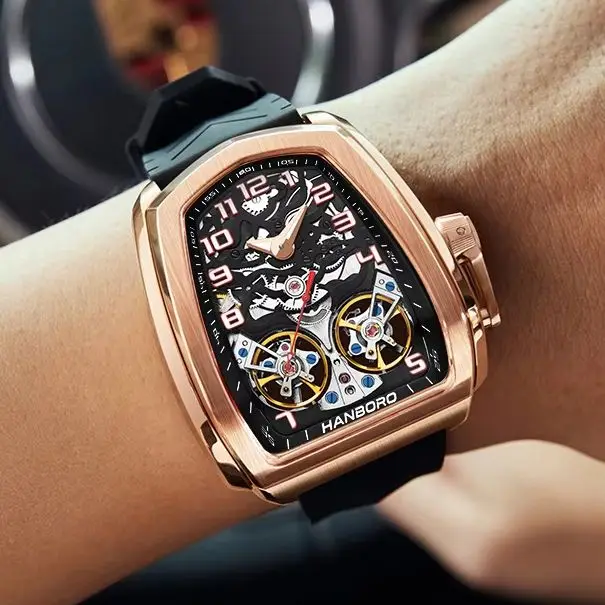 HANBORO Men Automatic Watch 44mm Tonneau Mechanical Wristwatch Luminous 50m Waterproof Skeleton Dual Flywheel Dial
HANBORO Men Automatic Watch 44mm Tonneau Mechanical Wristwatch Luminous 50m Waterproof Skeleton Dual Flywheel Dial