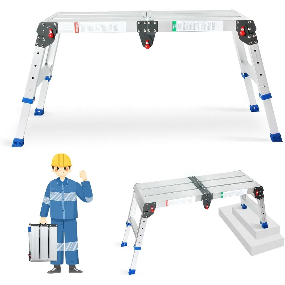 Work Platform Height Adjustment 43"(L) x12(W) x20(H) Step Stool Aluminum Platform Ladder with One-Touch Automatic Fold 330 Lbs
Work Platform Height Adjustment 43"(L) x12(W) x20(H) Step Stool Aluminum Platform Ladder with One-Touch Automatic Fold 330 Lbs