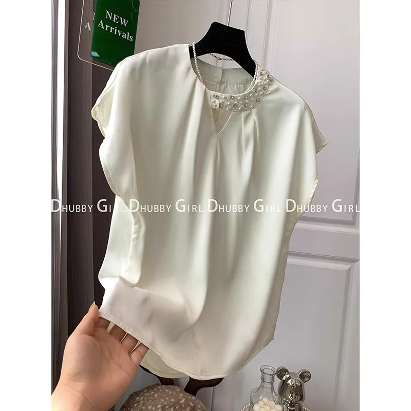 Satin Blouse Women Short Sleeve Top Office Lady O-Neck Solid Color Office Blouses Fashion Summer Shirt Blusas de Mujer
Satin Blouse Women Short Sleeve Top Office Lady O-Neck Solid Color Office Blouses Fashion Summer Shirt Blusas de Mujer
