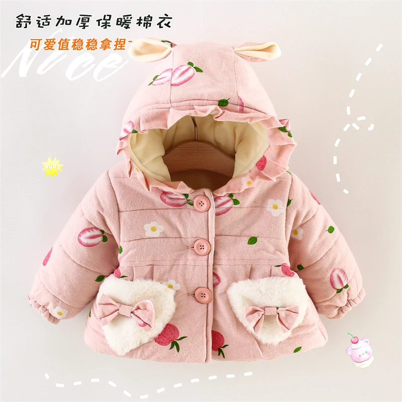 Winter Promotion Girls Coat Padded Jacket Furry Pocket Bow Long Sleeve Hooded Strawberry Cartoon Pattern Warm and Thick
Winter Promotion Girls Coat Padded Jacket Furry Pocket Bow Long Sleeve Hooded Strawberry Cartoon Pattern Warm and Thick