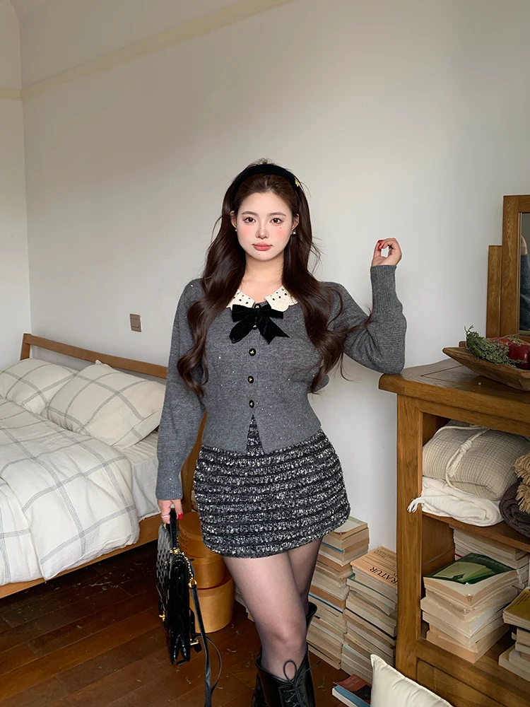 Ele iny Sequin Knitted Open Cardigan Women's Autumn Winter plus Size ey Sweater Jaet ape Knot Casual Sle
Ele iny Sequin Knitted Open Cardigan Women's Autumn Winter plus Size ey Sweater Jaet ape Knot Casual Sle