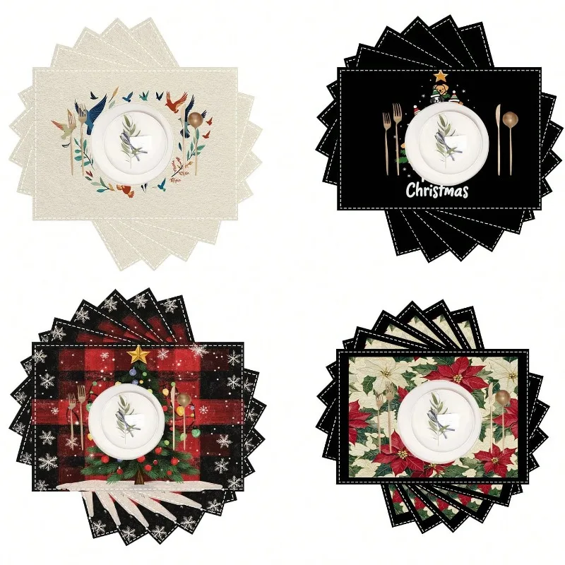 Christmas Placemat Plaid Dog Christmas Tree Black and Red Plaid Christmas Tree Holly Protective Tabletop Insulated Placemat 
Christmas Placemat Plaid Dog Christmas Tree Black and Red Plaid Christmas Tree Holly Protective Tabletop Insulated Placemat