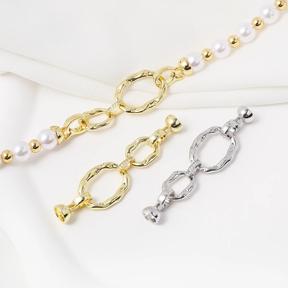 Oval Pearl Clasp With Cord End Cap CZ Brass Gold Plated Double Loop Fold Over Clasp Connector For Diy Jewelry Making Accessories
Oval Pearl Clasp With Cord End Cap CZ Brass Gold Plated Double Loop Fold Over Clasp Connector For Diy Jewelry Making Accessories