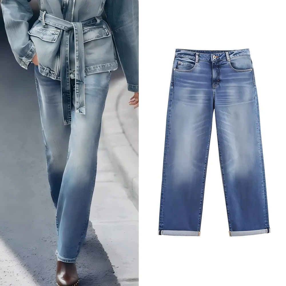 Women's new chic Fashion rolled hem design loose side pockets casual high waisted jeans retro zippered women's jeans
Women's new chic Fashion rolled hem design loose side pockets casual high waisted jeans retro zippered women's jeans