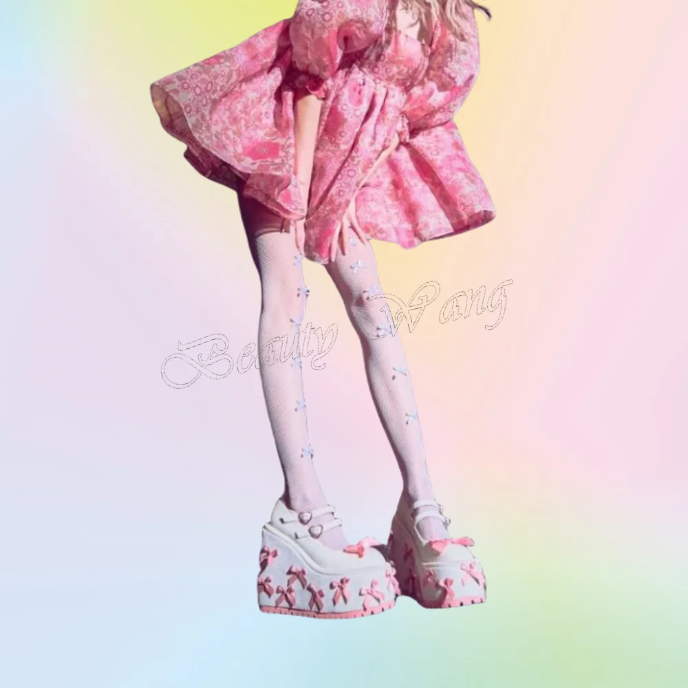 White Wedges Heel Pink Bow Knot Pumps Shoes Platform Round Toe Ankle Buckle High Heel Shoes for Women 2025 Zapatos Para Mujere
White Wedges Heel Pink Bow Knot Pumps Shoes Platform Round Toe Ankle Buckle High Heel Shoes for Women 2025 Zapatos Para Mujere
