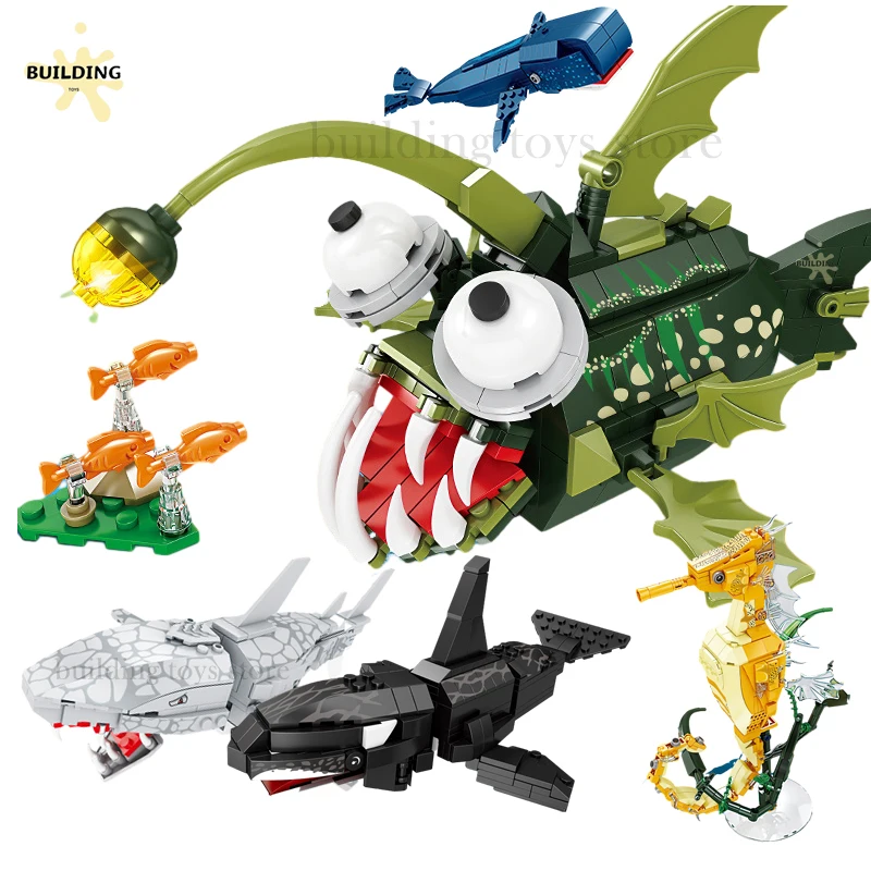 Creative Sea World Animal Anglerfish Clownfish Whale Orca Seahorse Shark Model Building Blocks Set Educational Toys for Kids Gif
Creative Sea World Animal Anglerfish Clownfish Whale Orca Seahorse Shark Model Building Blocks Set Educational Toys for Kids Gif