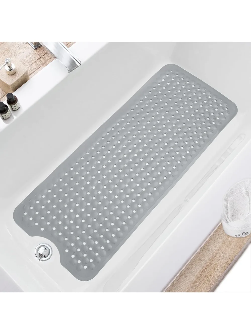 40"x16" Extra Large Non-Slip Bathtub Mat with Suction Cups, Machine Washable, Gray
40"x16" Extra Large Non-Slip Bathtub Mat with Suction Cups, Machine Washable, Gray