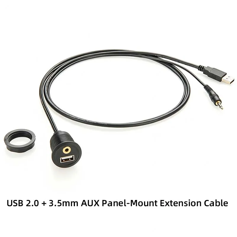 Dual-Port USB 2.0 + 3.5mm AUX Panel-Mounted Extension Cable Supports Audio and Data Transmission
Dual-Port USB 2.0 + 3.5mm AUX Panel-Mounted Extension Cable Supports Audio and Data Transmission