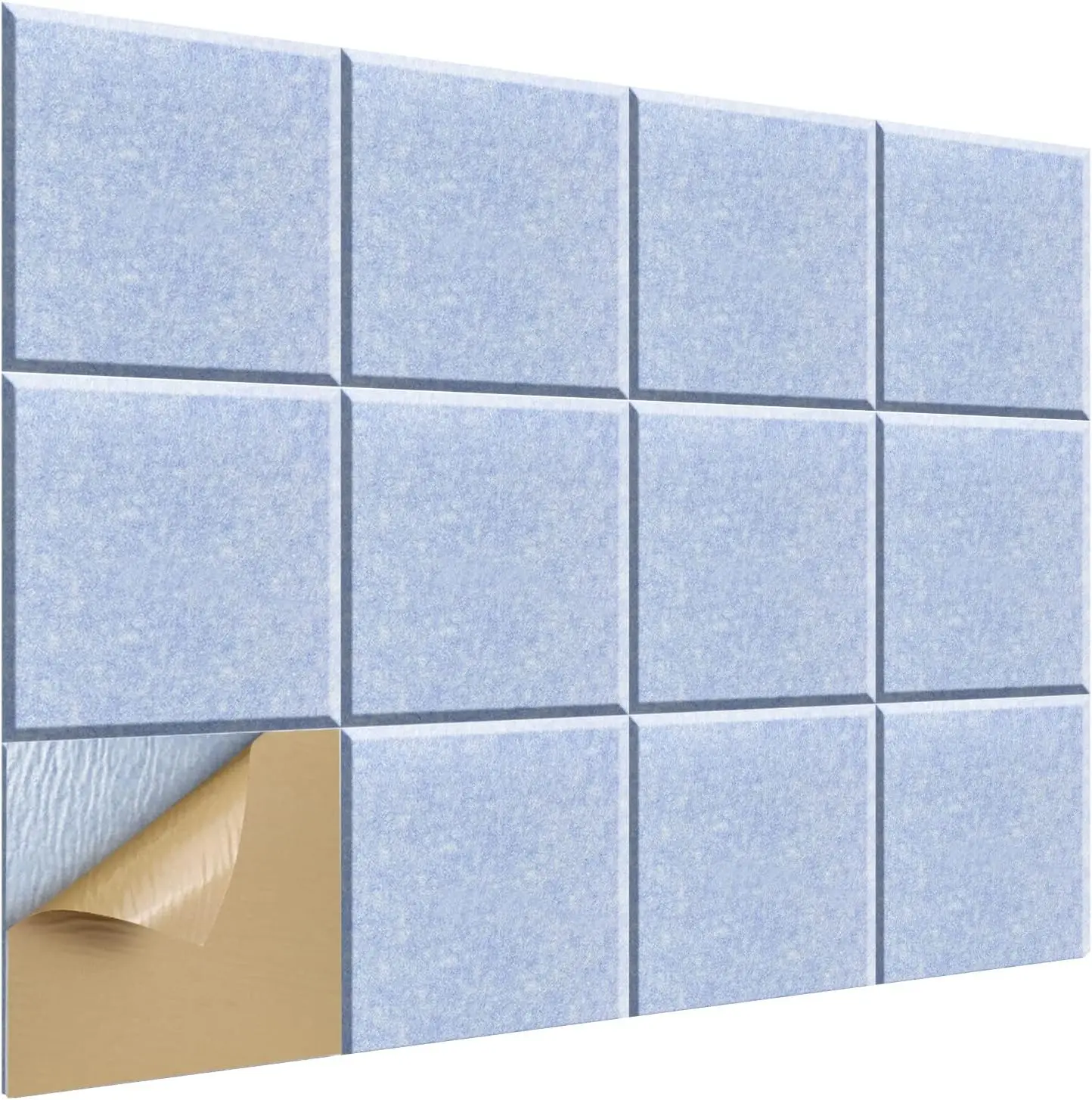 12 Pcs Self-Adhesive Acoustic Panels, 12x12x0.4 in, High Density Sound Absorbing Wall Padding, Light Sky Blue
12 Pcs Self-Adhesive Acoustic Panels, 12x12x0.4 in, High Density Sound Absorbing Wall Padding, Light Sky Blue