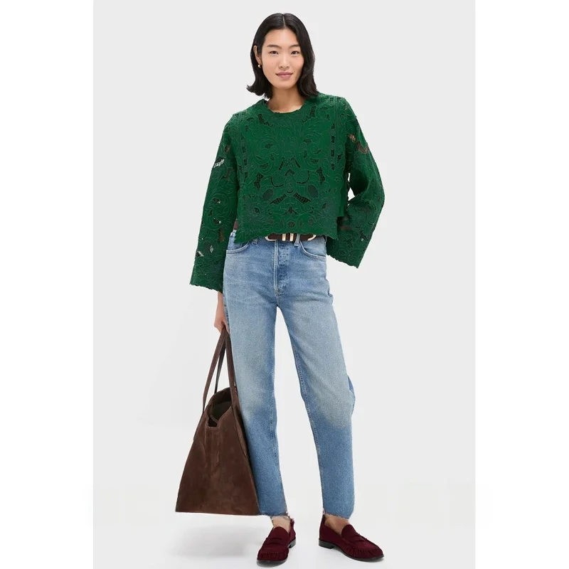 Spring 2026 Women's Green Linen Cotton Embroidered Shirt Sleeveless Hollow out Shoulder Long Sleeve Overhead Top Vintage Style
Spring 2026 Women's Green Linen Cotton Embroidered Shirt Sleeveless Hollow out Shoulder Long Sleeve Overhead Top Vintage Style