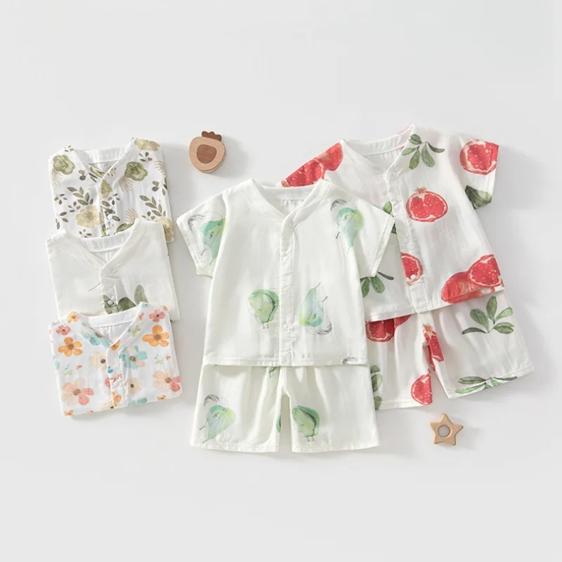 Summer Baby Pajama Set Floral Fruit Print Short Sleeve Top+Shorts 2Pcs Clothes for Boys Girls Soft Infant Sleepwear Daily
Summer Baby Pajama Set Floral Fruit Print Short Sleeve Top+Shorts 2Pcs Clothes for Boys Girls Soft Infant Sleepwear Daily