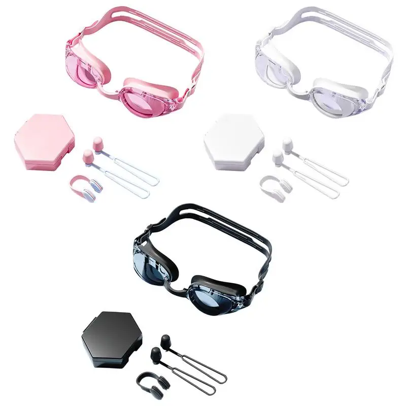 Swim Goggles Anti Fog Beach Goggles Adjustable Strap Anti-scratch Protective Nose Clip Earplugs Eyeglasses Set For Women Men
Swim Goggles Anti Fog Beach Goggles Adjustable Strap Anti-scratch Protective Nose Clip Earplugs Eyeglasses Set For Women Men