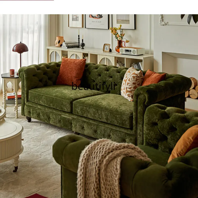 zq American Vintage Velvet Sofa Fabric French Entry Lux Living Room Solid Wood Pull Buckle Sofa
zq American Vintage Velvet Sofa Fabric French Entry Lux Living Room Solid Wood Pull Buckle Sofa