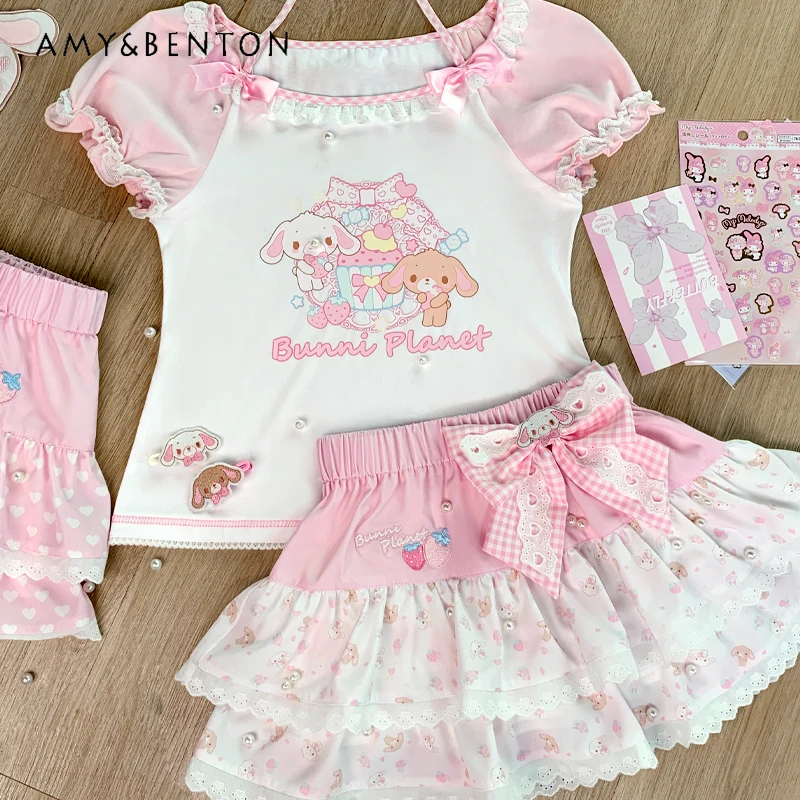 2025 New Japanese Summer Round Neck Ruffled Dessert with Bud Sleeves Cartoon Print Lace-up Top Cake Skirt Cover For Women
2025 New Japanese Summer Round Neck Ruffled Dessert with Bud Sleeves Cartoon Print Lace-up Top Cake Skirt Cover For Women