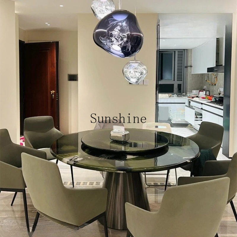 Natural luxury stone avocado green round dining table high-end household small apartment
Natural luxury stone avocado green round dining table high-end household small apartment