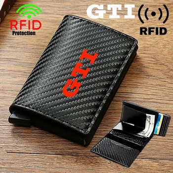 남성용 탄소 섬유 가죽 지갑, 도난 방지 RFID 신용 카드 선물, 폭스바겐 VW GTI 폴로 골프 5 6 파사트 티구안 파사트 자동차