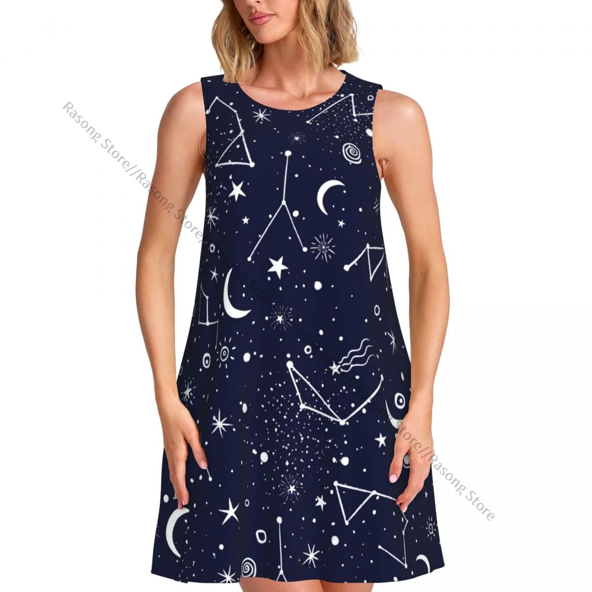 Women Clothing Dress Space Galaxy Constellation Round Neck Sleeveless Length Dress
Women Clothing Dress Space Galaxy Constellation Round Neck Sleeveless Length Dress