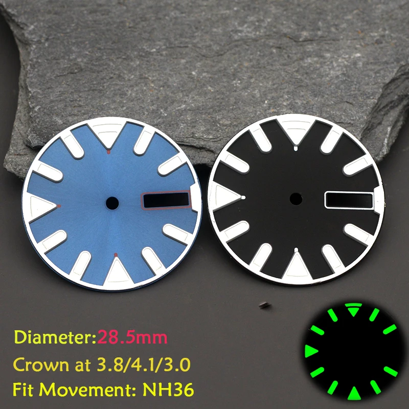 Customize 28.5MM Luminous Green Light Suitable For HN35 HN367S26 4R35 Automatic Movement Diving Watch Dial Suitable SKX007
Customize 28.5MM Luminous Green Light Suitable For HN35 HN367S26 4R35 Automatic Movement Diving Watch Dial Suitable SKX007