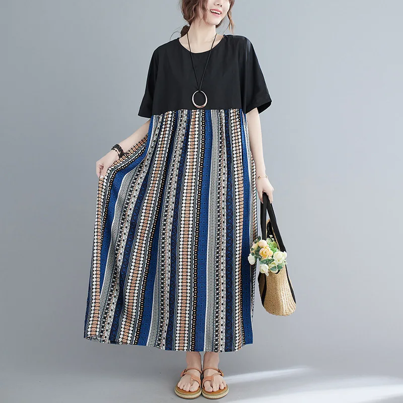 Plus Size Summer New Fashion Retro Anti-Aging Loose Floral Print Short Sleeve Dress Women round Neck Slimming Casual Style
Plus Size Summer New Fashion Retro Anti-Aging Loose Floral Print Short Sleeve Dress Women round Neck Slimming Casual Style