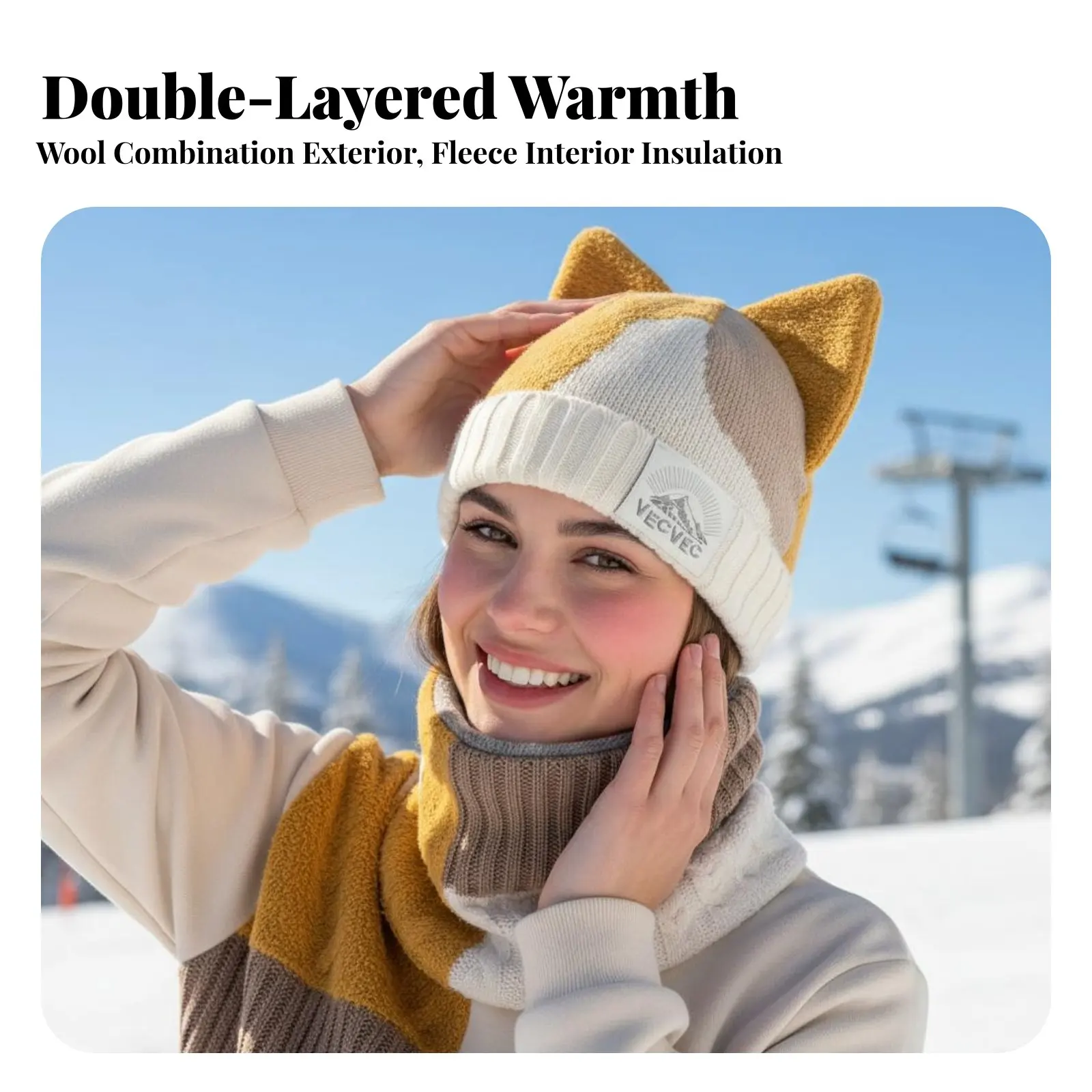 Ski Knit Hat & Face Cover Set, Autumn Winter, Fleece-Lined, Neck Warmer, Outdoor Sports, Cold Protection, Women
Ski Knit Hat & Face Cover Set, Autumn Winter, Fleece-Lined, Neck Warmer, Outdoor Sports, Cold Protection, Women