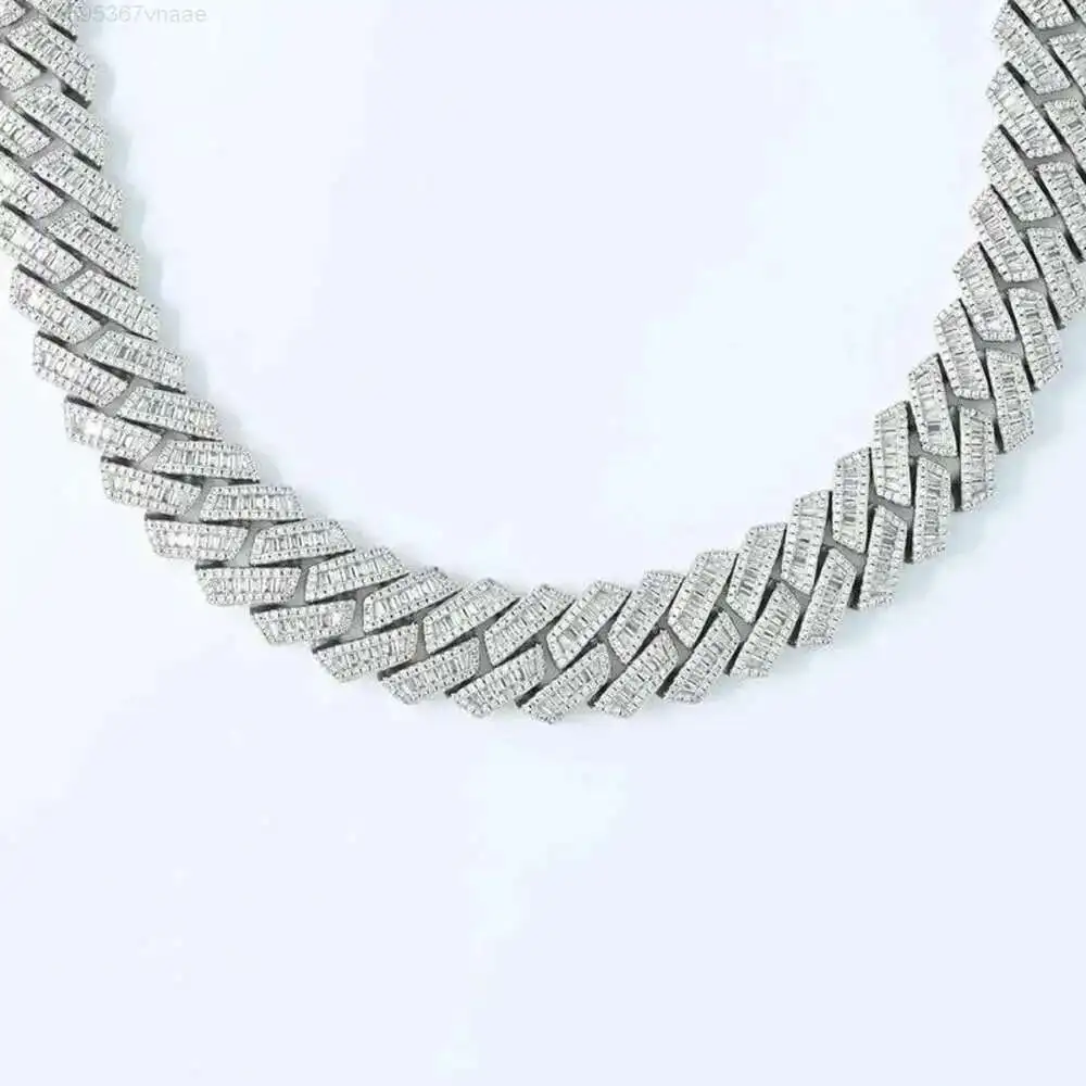 19mm Ice Out Vvs Diamond Baguette Prong Cuban Link Chain in 925 Silver Hip Hop Necklace for Men
19mm Ice Out Vvs Diamond Baguette Prong Cuban Link Chain in 925 Silver Hip Hop Necklace for Men
