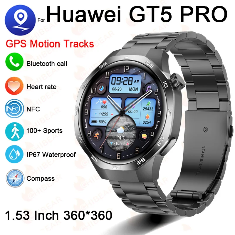 New Smartwatch For Huawei GT5 PRO Compass GPS Sport Track NFC 1.53 inches Bluetooth Call Health Heart Rate Waterproof Smartwatch
New Smartwatch For Huawei GT5 PRO Compass GPS Sport Track NFC 1.53 inches Bluetooth Call Health Heart Rate Waterproof Smartwatch