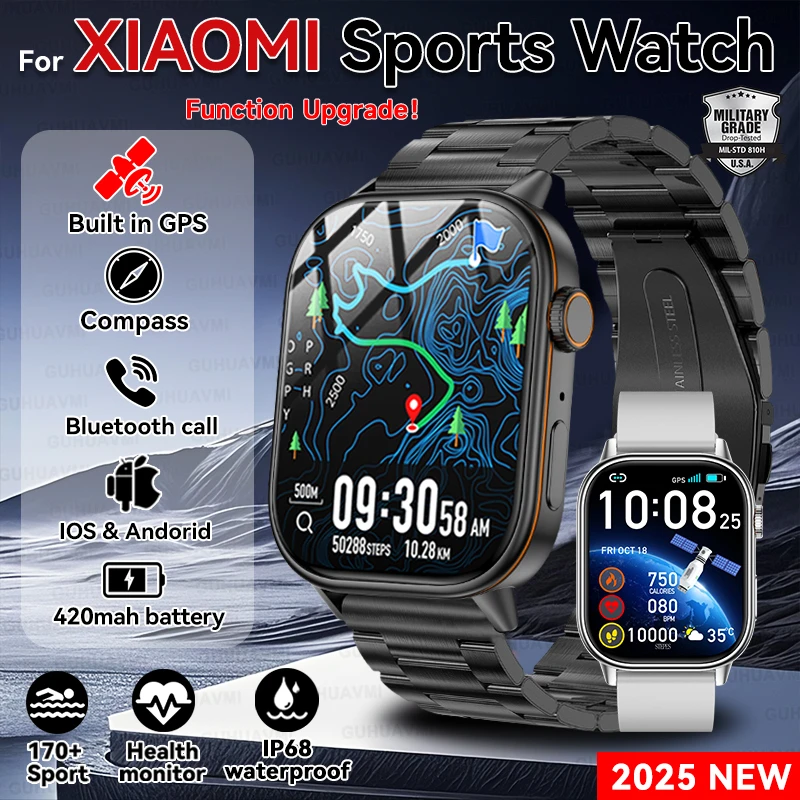 2025 New For Xiaomi Fashion Sports Smart Watch 2.01" HD Screen GPS Compass IP68 Waterproof Bluetooth Call Health Tracker Watches
2025 New For Xiaomi Fashion Sports Smart Watch 2.01" HD Screen GPS Compass IP68 Waterproof Bluetooth Call Health Tracker Watches