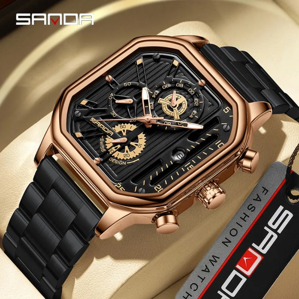 SANDA 7058 Casual Fashionable Quartz Watch Waterproof Luminous Calendar Chronograph Steel Strip Men's Watch Relogios Masculino
SANDA 7058 Casual Fashionable Quartz Watch Waterproof Luminous Calendar Chronograph Steel Strip Men's Watch Relogios Masculino